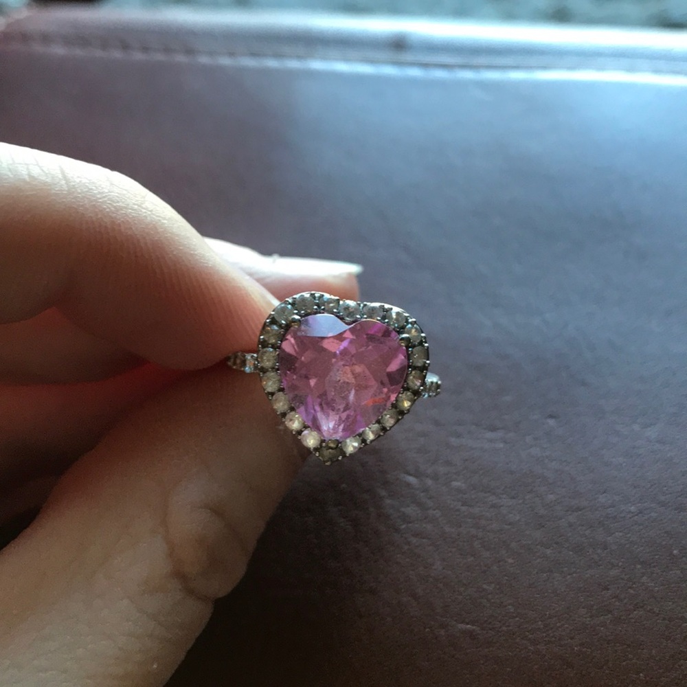 Diamond ring with pink sapphire from Zales 10K